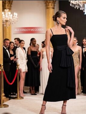 Vintage 𝅺Alexander McQueen Black Dress Runway Size 42 IT/6US
